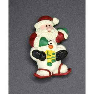 Cute Little Vintage Santa and Snowman‎ Pin Brooch